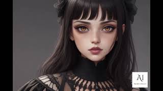 SpanishEgirlBangsBlack hairBrown eyesBeautiful eyesBeautiful lipsGothicdigital animation [upl. by Seppala]