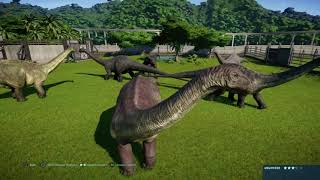 Jurassic World Evolution Indominus rex vs Apatosaurus herd Part 1 [upl. by Aizek]