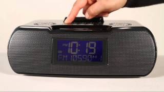 Sangean RCR10 AMFMRDS Atomic Clock Radio w iPod Dock [upl. by Ybanrab]