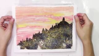 Gelli Plate Monoprint Cityscapes [upl. by Igiul490]