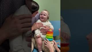 Baby born deaf hears his parents voices for the first time 😭❤️ shorts [upl. by So808]