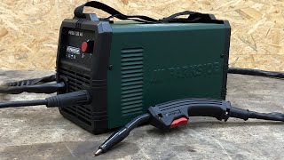 Lidl PARKSIDE ® PIFDS 120 A1 Mag Flux welding machine Unboxing and Test welding without gas for 99€ [upl. by Ylhsa780]