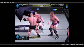 Goldberg vs Brock Lesnar vs Triple H Ladder Mathc [upl. by Aldarcie]