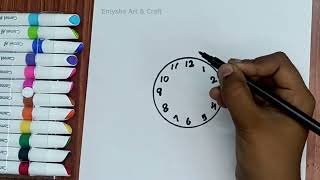 Clock drawing and coloring for Kids by EmyshaDrawing for Beginners kids kidspaintinghouse [upl. by Hahsia]