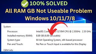 ✅100 FiXED  All RAM GB Not Useable Problem in Windows 101187  Fix PC not Using all RAM [upl. by Annauqaj]