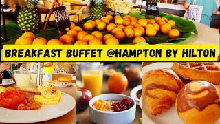 Free breakfast buffet Hampton by Hilton rasalkhaimah marjan islands uaelife [upl. by Anircam]