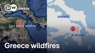 Greece battles wildfires encroaching Athens several EU countries send help  DW News [upl. by Denae907]