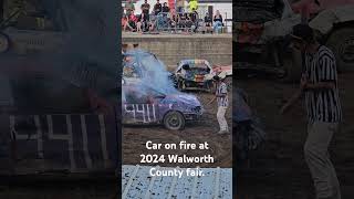 2024 demolition derby Walworth County fair car fire [upl. by Onaicul746]