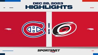 NHL Highlights  Canadiens vs Hurricanes  December 28 2023 [upl. by Dadirac225]