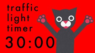 30 Minute Timer  Colour Change Traffic Light Cats Clock [upl. by Carlie]