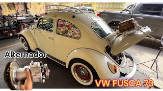 VOLKSWAGEN FUSCA 1973  COMO TROCAR O ALTERNADOR 55 AMPERES [upl. by Ahsahs]