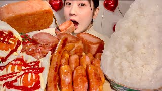 ASMR Spam Cheese Sausage Bacon【Mukbang Eating Sounds】【English subtitles】 [upl. by Vivyan]