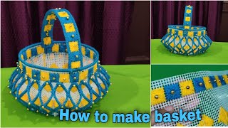 fooldali banane ka tarika How to make plastic canvas basket handmade craft home decorations [upl. by Perzan469]