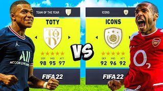 TEAM OF THE YEAR vs ICONS in FIFA 22 ⭐ [upl. by Thecla70]