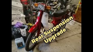 1986 Honda C90 Rear suspension upgrade and fitting the rear carrier and butty box [upl. by Llain466]