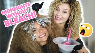 HOW TO HIGHLIGHT CURLY HAIR AT HOME WITHOUT BLEACH [upl. by Barnum]