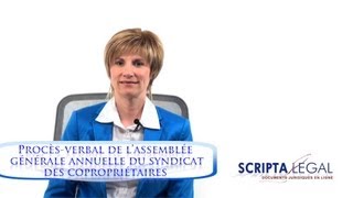 Procèsverbal de lassemblée générale annuelle du syndicat des copropriétaires [upl. by Rannug901]