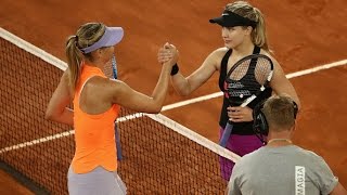 2017 Mutua Madrid Open Second Round  Genie Bouchard vs Maria Sharapova  WTA Highlights [upl. by Jerusalem]