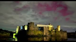 Northern Lights over Caerphilly Castle [upl. by Lopes]