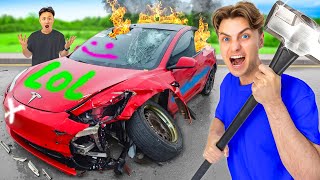 DESTROYING MY FRIENDS CAR And Surprising Him With A New One [upl. by Zelten]