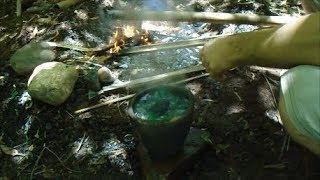 Primitive Technology Pot and Cooking [upl. by Ellenehs]