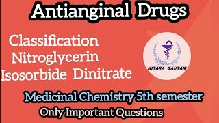 Antianginal Drugs  Medicinal Chemistry  5th Semester antianginaldrugs medicinalchemistry [upl. by Daph]