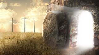 Jesus Easter Resurrection Grave With Rolled Stone Three Crosses On Hill Christian Worship Background [upl. by Iak]