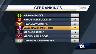 Alabama in top ten in latest College Football Playoff rankings [upl. by Ardnaeed]