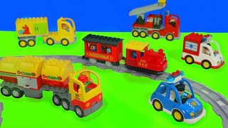 Vonat Tűzoltó Traktor Rendőrautó  Lego Duplo Játékautó kicsomagolás gyerekeknek [upl. by Burchett]