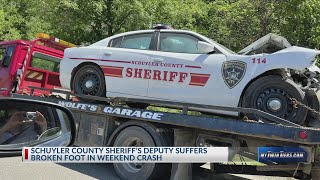 Schuyler County Sheriff’s Deputy suffers broken foot in weekend crash [upl. by Teirrah]