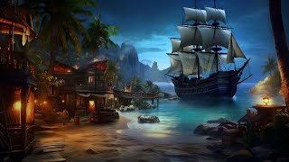 Pirate Village Ambience with Ocean Waves Creaky Ship Seagulls amp Pirate Sounds No Music [upl. by Pergrim]