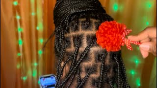 ASMR scalp scratching between braids with brushing asmr asmrbraids [upl. by Eiliab913]