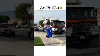 Garbage Truck Picks Up Overfilled Blue Trash Can  Garbage Truck Song [upl. by Dnaltiak32]