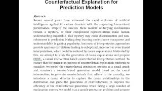 CUBE Causal Intervention Based Counterfactual Explanation for Prediction Models [upl. by Marcelo]