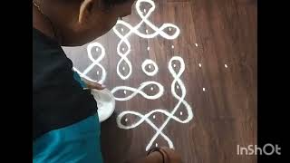 very easy and simple 🌺🌺kambi kolam 7 dots 1🌺🌺very easy muggulu 🌺🌺🌺 [upl. by Ennovy]