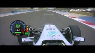 F1 Bahrain GP 2013  Nico Rosberg Pole Position Lap Onboard [upl. by Yetty]