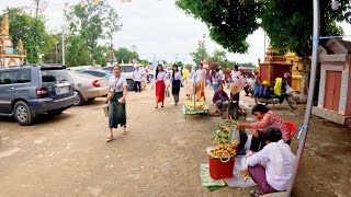 Pchum Ben Day at Wat Sa Ang Phnom Pagoda Ben 5 Kandal Province Cambodia Countryside Food Tour [upl. by Otilegna]