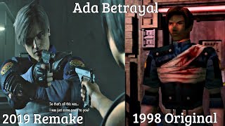 Ada Betrays Leon Cutscene Resident Evil 2 Remake vs Resident Evil 2 RE2 2019 vs RE2 1998 [upl. by Charlotte]