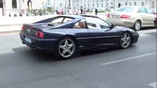 Blue Ferrari F355 Berlinetta  Sound and Acceleration in Vienna [upl. by Dopp]