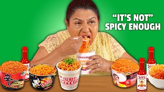 Mexican Moms eat the SPICIEST Noodles [upl. by Adnohs207]