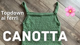 🌸 CANOTTA TOPDOWN ai ferri 🌱 Verde con punto seme [upl. by Traggat]