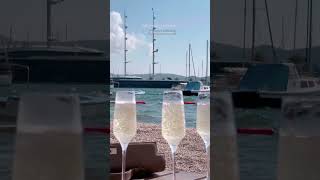 Tivat  Porto Montenegro 🇲🇪 tivat montenegro beachclub champagne drink [upl. by Yenffad]