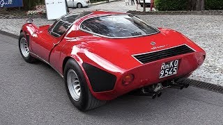 1968 Alfa Romeo 33 Stradale 20 V8 Engine Sound Warm Up amp Driving [upl. by Ysdnil]