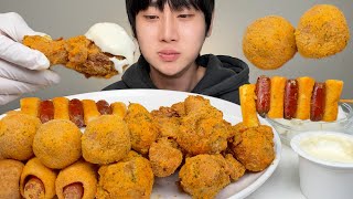 뿌링클 치킨 특집 BHC 뿌링클 닭다리 치즈볼 핫도그 소떡소떡 먹방 ASMR Mukbang Bburinkle Chicken real sound [upl. by Htebi205]