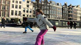 Ice skating on Amsterdam Canals Winter 2012 • Cinematic Orchestra  To Build A Home [upl. by Raamal]