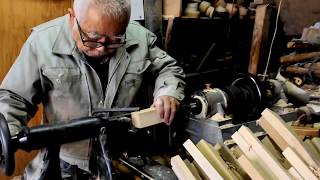 Mr Okura making a Kokeshi doll in Tokyo [upl. by Annelg]