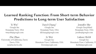 QA Learned Ranking Function From Shortterm Behavior Predictions to Longterm User Satisfaction [upl. by Innoc965]