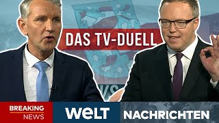 THÜRINGEN Hitziger Schlagabtausch So lief das TVDuell zwischen Höcke AfD und Voigt CDU I WELT [upl. by Belen]