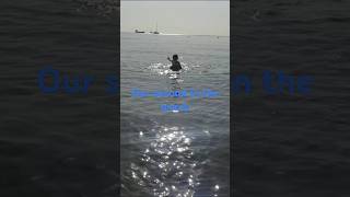 At Larnaca Seashore our second time beach swimtime iloveswimming family [upl. by Anneg]