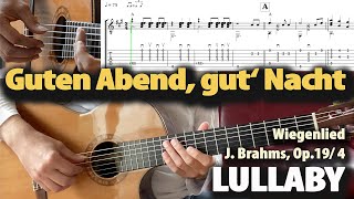 Guten Abend gut Nacht Wiegenlied Brahms guitar tab tutorial [upl. by Tdnerb170]